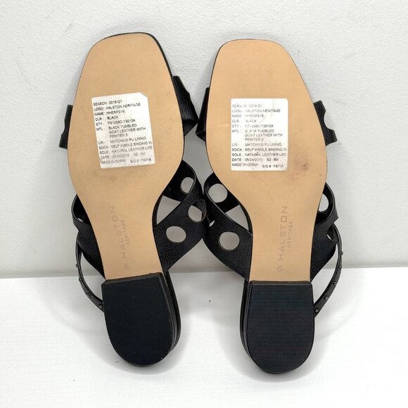 Halston Heritage Cutout Studded Criss Cross Leather Slide Sandals Flats Womens 6 - Picture 7 of 8